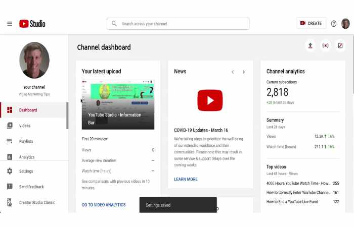 Studio.Youtube.com Settings